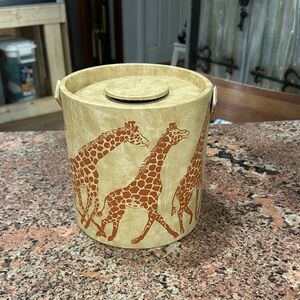 Giraffe Print Tan and Brown Decorative Ice Bucket